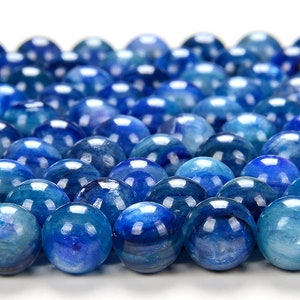 Deep Blue Kyanite Gemstone Grade AAA Round 5MM 6MM Loose Beads 7 inch Half Strand (D144)
