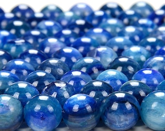 Perles De Cyanite Bleue Grade AAA - Tailles 6mm Et 12mm, Forme Ronde, Brut Brésil
