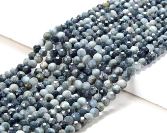 Natural Silvery Gray Eagle Eye Gemstone Grade AAA Micro Faceted Round 2MM 3MM 4MM Loose Beads 15 inch Full Strand (P54)