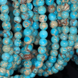 6mm Sea Sediment Imperial Jasper Gemstone Grade AA Turquoise Blue Round Loose Beads 15.5 inch Full Strand (90184459-357)