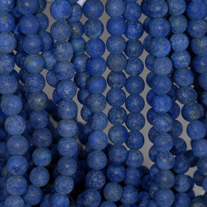 6mm Matte Lapis Lazuli Gemstone Garde A Blue Round Loose Beads 15.5 inch Full Strand (90183218-276)