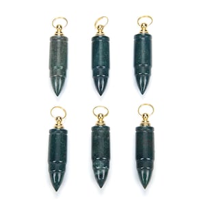 53X14MM African Blood Stone Gemstone Natural Perfume Bottle Pendant Bullet Point, Essential Oil Bottle Beads 1 Bead (80017258-P72)
