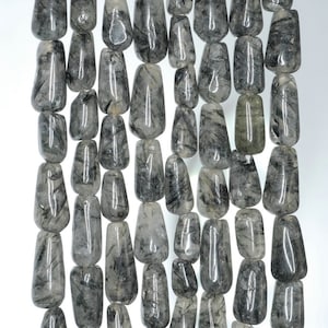 8x5-13x6mm Acicular Rutilated Quartz Gemstone Teardrop Nugget Loose Beads 14 inch Full Strand (90185184-897)