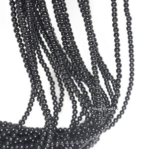 2mm Noir Black Onyx Gemstone Round 2mm Loose Beads 16 inch Full Strand (90113994-107 - 2mm A)