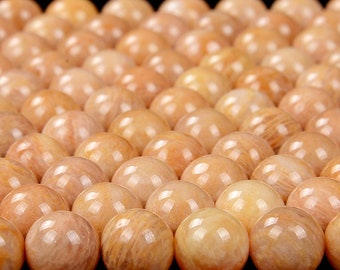 Naturlig orangegul fältspat solsten ädelsten grad AA rund 5 MM 6 MM lösa pärlor (D306)