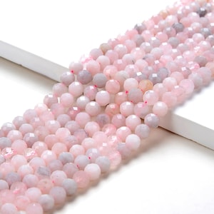6MM Madagascar Rose Quartz Gemstone Natural Grade AA Micro Faceted Round Beads 15 inch Full Strand (80016346-P58)