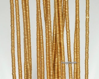 2x1mm Gold Hematite Gemstone Gold Rondelle 2x1mm Loose Beads 15.5 inch Full Strand (90188637-335)