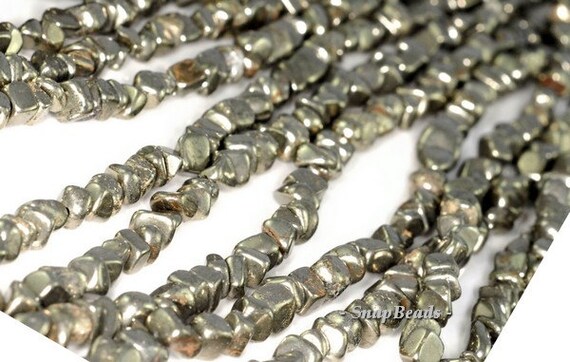 6MM-5MM PALAZZO IRON PYRITE GEMSTONE PEBBLE NUGGET LOOSE BEADS 15.5/"