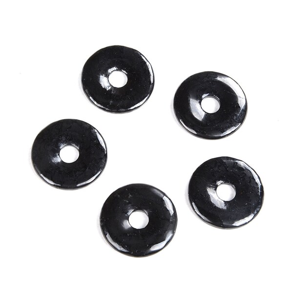 40MM Shungite Gemstone Natural Smooth Grade AAA Donut Pendant Beads 1 Bead (80008560-D48)