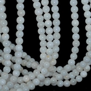 6mm White Shell Gemstone Milky Sheen Round 6mm Loose Beads 15.5 inch Full Strand (90183957-360)