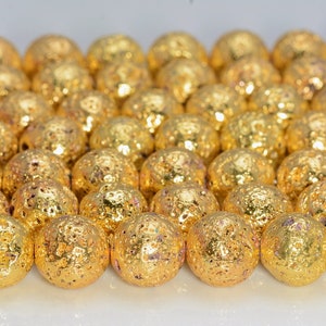6mm 24k Vergoldete Lava Edelstein Grade AAA Runde Lose Perlen 15,5 Zoll Vollstrang (80006876-A226)