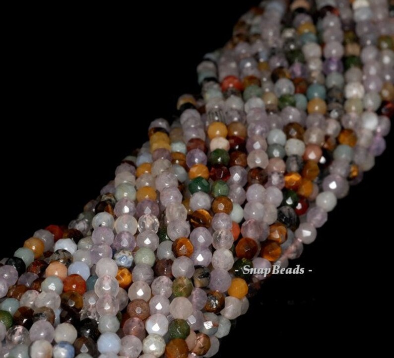 4mm Party Mixed Gemstone Faceted Round 4mm Loose Beads 15.5 inch Full Strand 90147792-121A image 2