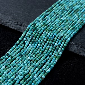 2MM Natural Turquoise Gemstone Round Beads 15.5 inch Full Strand (80009559-P47)