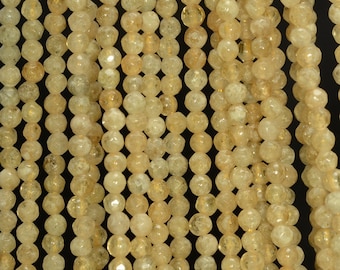 5mm Natural Honey Citrine Gemstone Yellow Faceted Round 5mm Loose Beads 15.5 inch Full Strand (90145377-171)