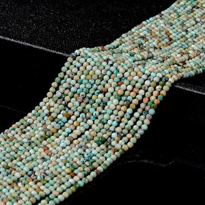 Natural Peruvian Turquoise Gemstone Grade A 2MM Micro Faceted Round Loose Beads 15 inch Full Strand (80018162-P93)