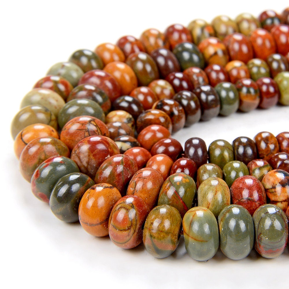 6x4mm Picasso Jasper Gemstone Grade AA Rondelle 6x4mm Loose Beads 