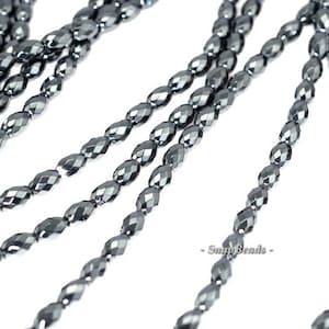 Noir Black Hematite Gemstone Black Faceted Barrel Drum 6x4mm Loose Beads 14 inch Full Strand (90147062-338)