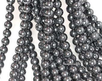 6mm Noir Black Hematite Gemstone Black Round 6mm Loose Beads 16 inch Full Strand (90147920-147)