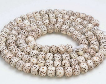 108 cuentas de 8 x 6 mm de semillas de loto natural Bodhi Mala, cuentas sueltas de barril marrón de oración, 24 pulgadas, lotes de 1, 3, 6, 12 y 50 (90182608-129)