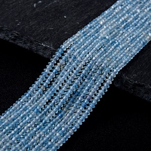 3x2MM  Aquamarine Gemstone Grade AAA Bicone Faceted Rondelle Saucer Loose Beads (P1)