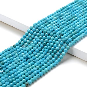 Turquoise Gemstone Grade AAA Faceted Round 3MM 4MM Loose Beads 15 inch Full Strand (P53)