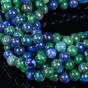 4mm Azurite Gemstone Blue Green Round 4mm Loose Beads 15.5 inch Full Strand (90112349-131)
