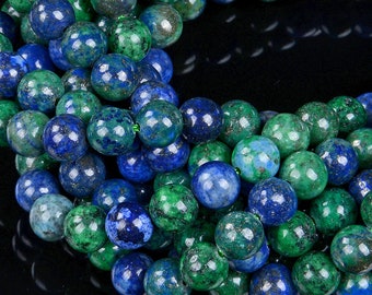 4mm Azurite Gemstone Blue Green Round 4mm Loose Beads 15.5 inch Full Strand (90112349-131)