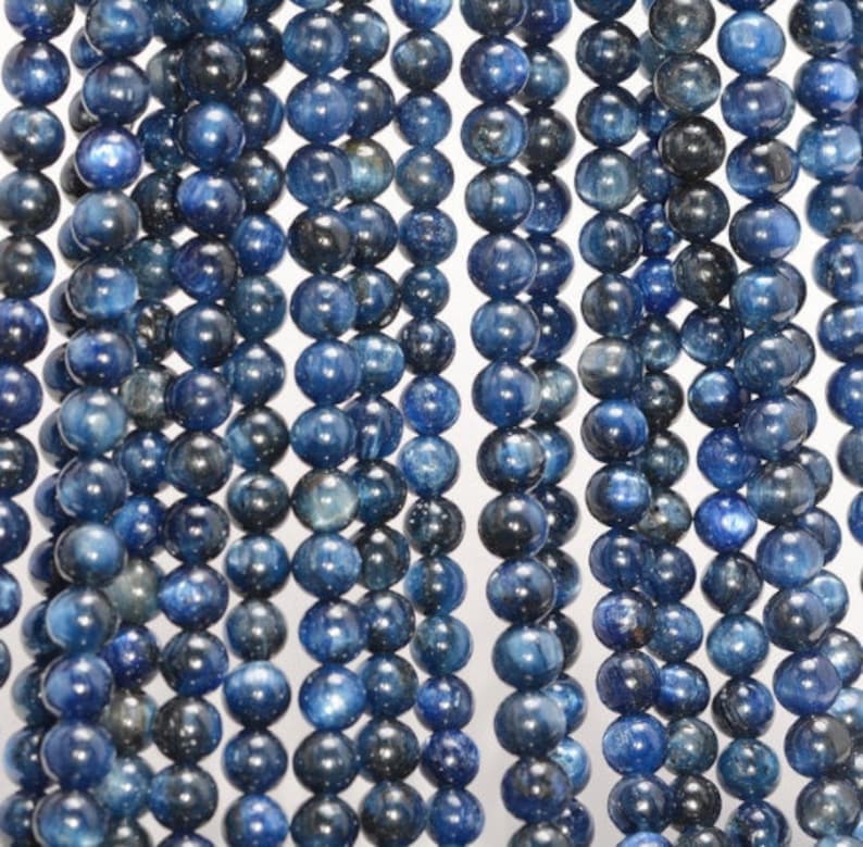 90184220-853 5mm Kyanite Gemstone Dark Blue Grade A Round Loose Beads 15 inch Full Strand