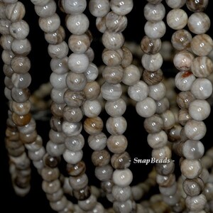 6mm Silver Leaf Jasper Gemstone Round Loose Beads 16 inch Full Strand 90188757-84 image 3