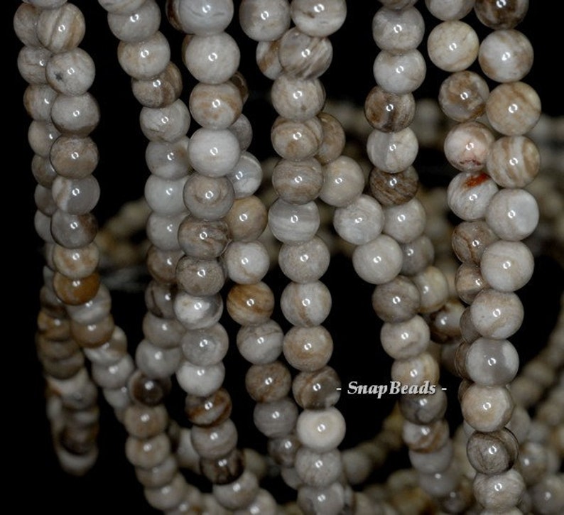 6mm Silver Leaf Jasper Gemstone Round Loose Beads 16 inch Full Strand 90188757-84 image 3