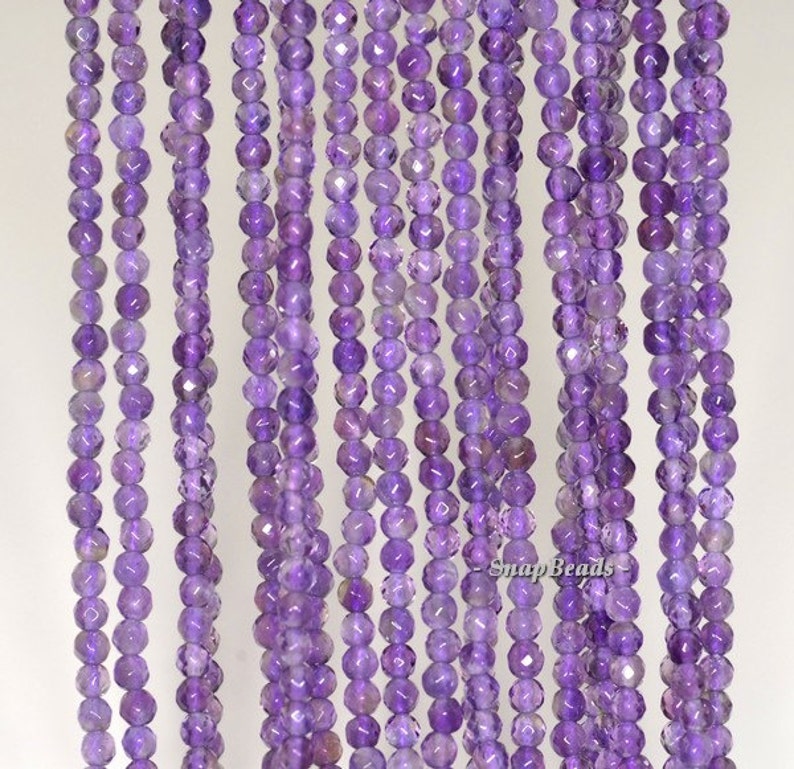 3mm Royal Amethyst Gemstone Grade AAA Deep Purple Micro Faceted Round Loose Beads 15.5 inch Full Strand 90143442-107-3g image 3