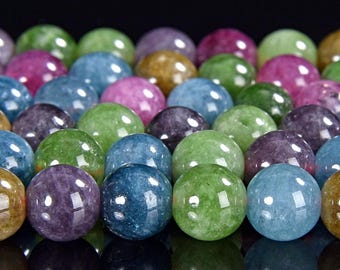 Orecchini Pendenti A Leva In Giada Multicolore – Gemme Naturali Rotonde 6/8/10/12 Mm – Argentati