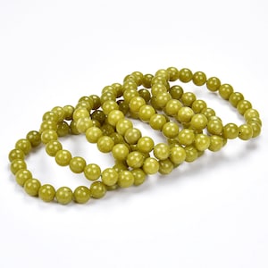 Natural Peridot Jade Gemstone Round Bracelet 8MM 10MM 7.5 inch Strand BULK LOT 1,2,6,12 and 50 (S22)