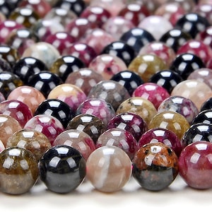 Natural Multi Color Tourmaline Gemstone Grade A Round 5MM 5-6MM Loose Beads (D264)