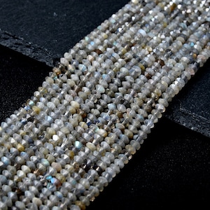 4X2MM Natural Labradorite Gemstone Grade A Bicone Faceted Rondelle Saucer Beads 15.5 inch Full Strand (80009456-P34)