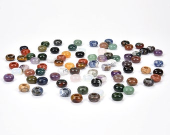 Cuentas de piedra preciosa mixta natural, redondas, de 12 mm y 14 mm, con orificios grandes, 12 cuentas (S23)