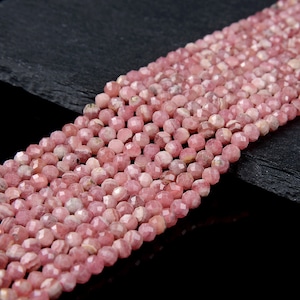 Natural Argentina Rhodochrosite Gemstone Grade AAA Micro Faceted Round 2MM 4MM Loose Beads (P64)