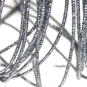 3x2mm Noir Black Hematite Gemstone Black Faceted Rondelle Loose Beads 16 inch Full Strand (90147070-336)
