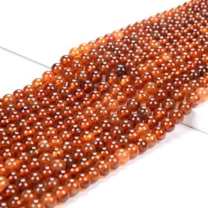 Natural Hessonite Garnet Gemstone Grade AA Round 3MM 4MM 5MM 6MM Loose Beads (D317)
