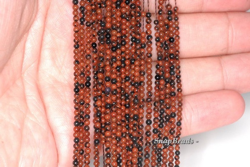 2mm Mahagony Obsidian Gemstone Round 2mm Loose Beads 16 inch Full Strand 90113955-107 2mm A image 3