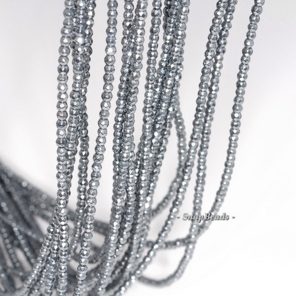 2mm Noir Black Hematite Gemstone Black Faceted Round 2mm Loose Beads 16 inch Full Strand (90113939-107 - 2mm A)