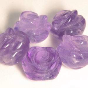8MM Purple Amethyst Gemstone Carved Rose Flower Beads BULK LOT 5,10,20,30,50 (90187239-002)