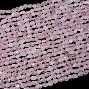 6-8MM Natural Madagascar Rose Quartz Gemstone Pebble Nugget Loose Beads (D184)