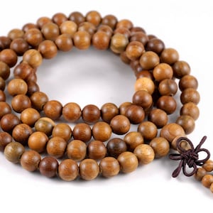108PCS 8mm Fragrant Green Sandalwood Verawood Prayer Buddha Mala Meditation Beads Round Loose Beads BULK LOT (90182707-398)