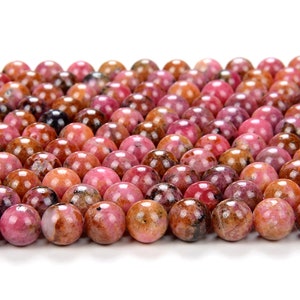 Natural Thulite Pink Zoisite Gemstone Grade A Round 5MM 6MM Loose Beads (D201)