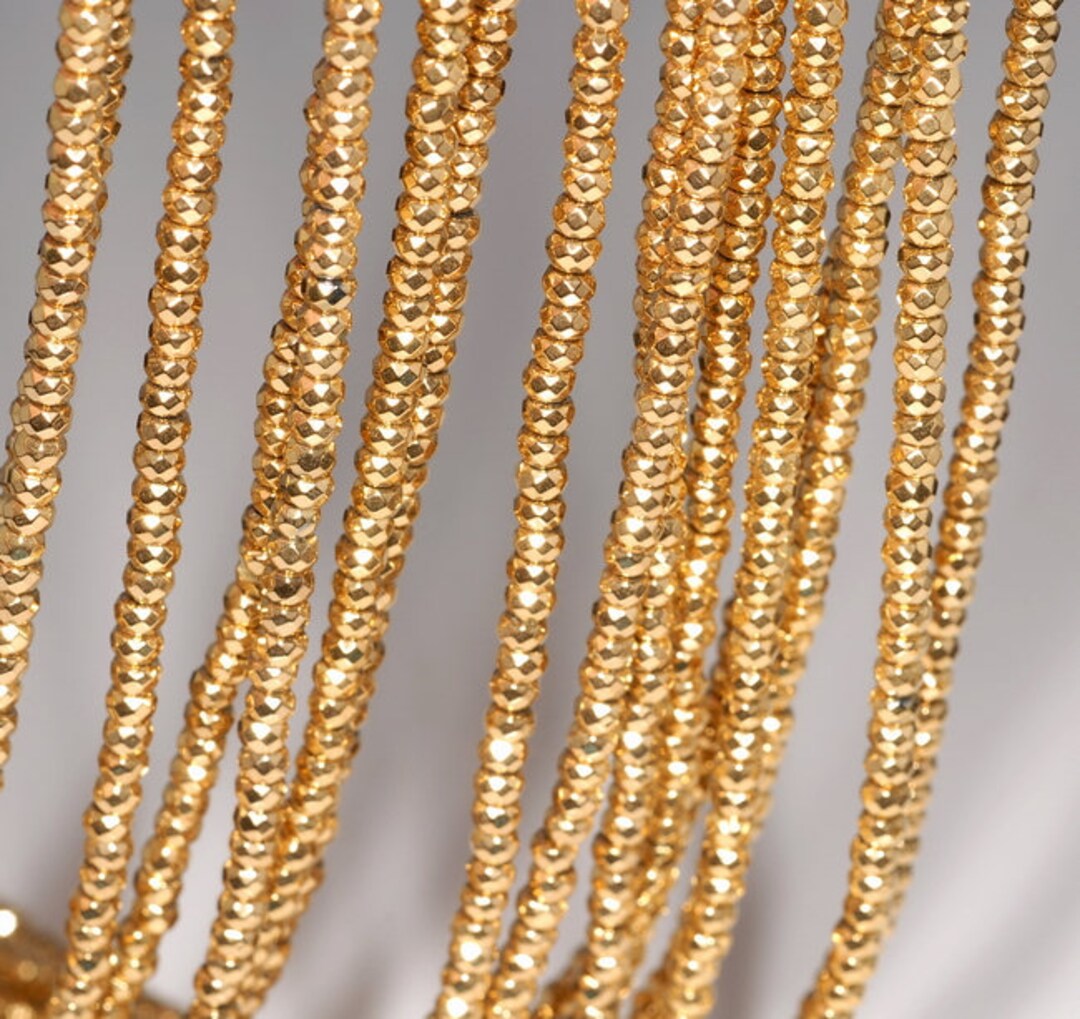 3x2mm 24k Gold Hematite Gemstone Grade AAA Faceted Rondelle 3x2mm