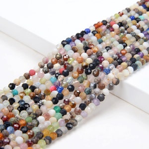 4MM Natural Mix Stones Gemstone Multi Color Galaxy Micro Faceted Round Beads 15 inch Full Strand (80009402-P30)