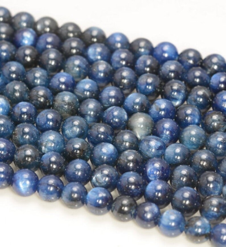 90184220-853 5mm Kyanite Gemstone Dark Blue Grade A Round Loose Beads 15 inch Full Strand