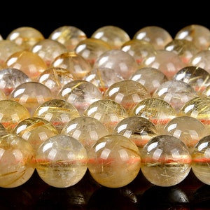 Natural Golden Rutilated Quartz Gemstone Grade AA Round 5MM 6MM  Loose Beads (D256)