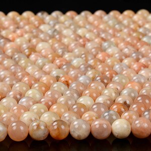 6MM Natural Orange Moonstone Gemstone Grade AA Round Loose Beads (D305)